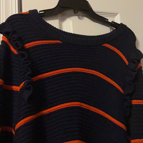 Banana Republic Navy Stripe Ruffle Sweater - Picture 3 of 5